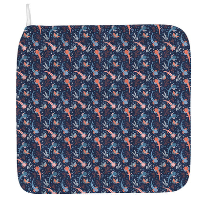 Blue Axolotl Pattern Print Hand Towel