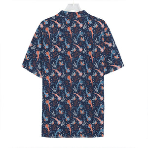 Blue Axolotl Pattern Print Hawaiian Shirt