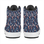 Blue Axolotl Pattern Print High Top Leather Sneakers