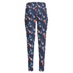 Blue Axolotl Pattern Print High-Waisted Pocket Leggings