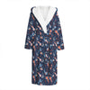 Blue Axolotl Pattern Print Hooded Bathrobe