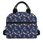 Blue Axolotl Pattern Print Insulated Lunch Bag