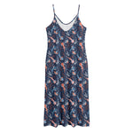 Blue Axolotl Pattern Print Jersey Midi Cami Dress