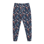 Blue Axolotl Pattern Print Jogger Pants