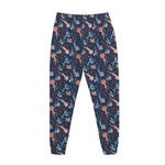 Blue Axolotl Pattern Print Jogger Pants