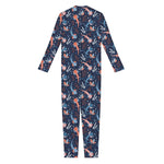 Blue Axolotl Pattern Print Jumpsuit