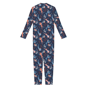 Blue Axolotl Pattern Print Jumpsuit