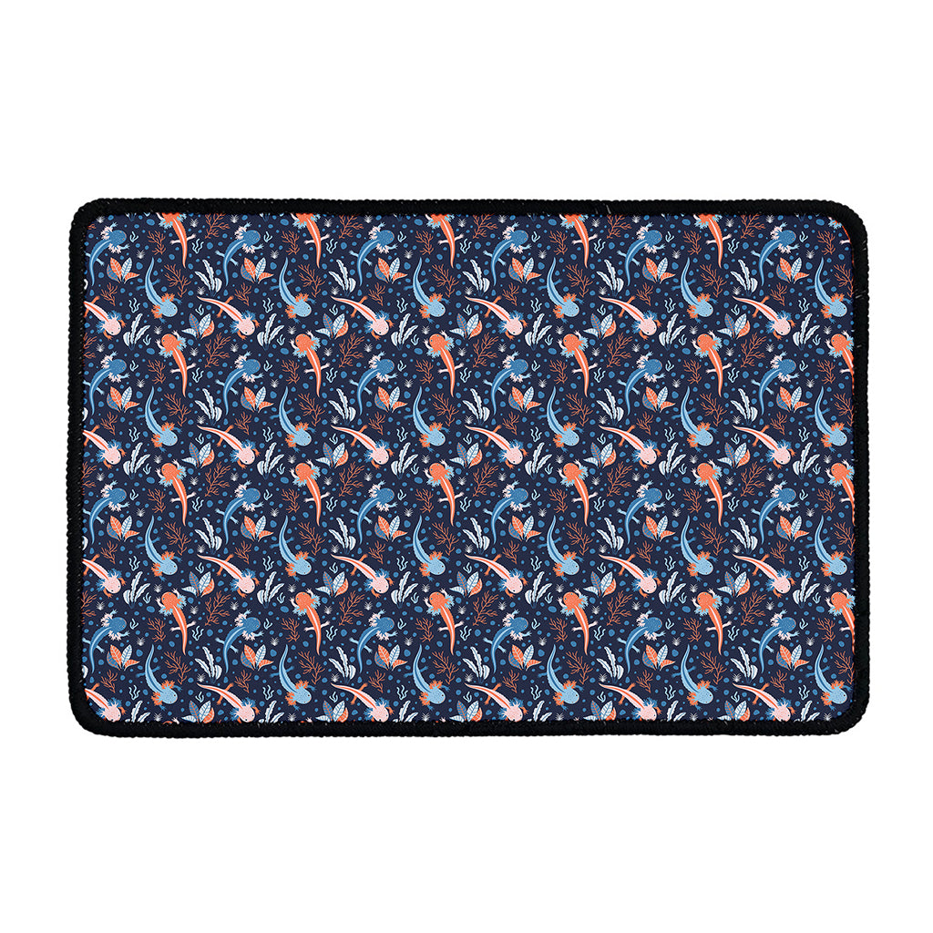 Blue Axolotl Pattern Print Kitchen Mat