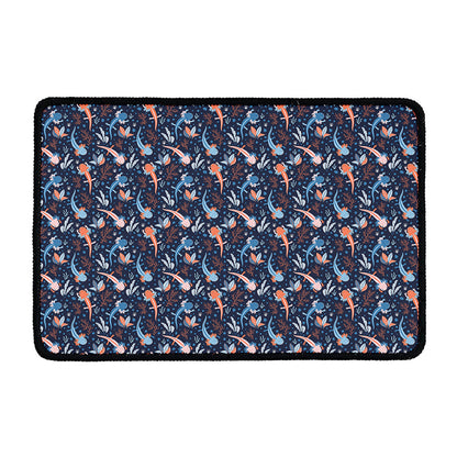 Blue Axolotl Pattern Print Kitchen Mat