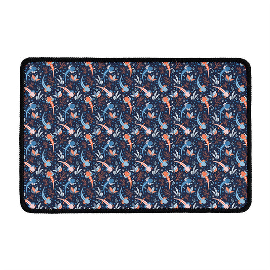 Blue Axolotl Pattern Print Kitchen Mat