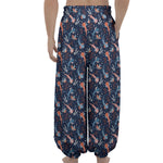 Blue Axolotl Pattern Print Lantern Pants