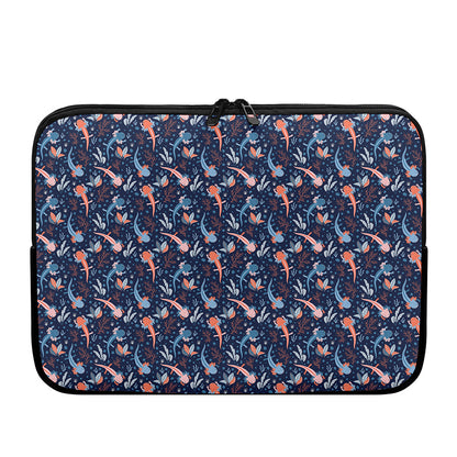 Blue Axolotl Pattern Print Laptop Sleeve