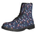 Blue Axolotl Pattern Print Lace-Up Boots