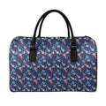 Blue Axolotl Pattern Print Leather Duffel Bag
