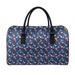 Blue Axolotl Pattern Print Leather Duffle Bag