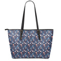 Blue Axolotl Pattern Print Leather Tote Bag With Zipper