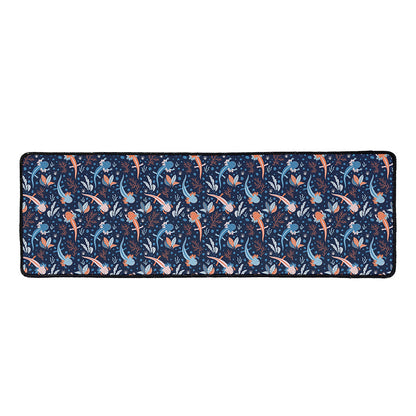 Blue Axolotl Pattern Print Long Kitchen Mat