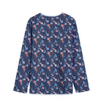 Blue Axolotl Pattern Print Long Sleeve Short Coat