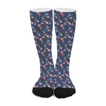 Blue Axolotl Pattern Print Long Socks