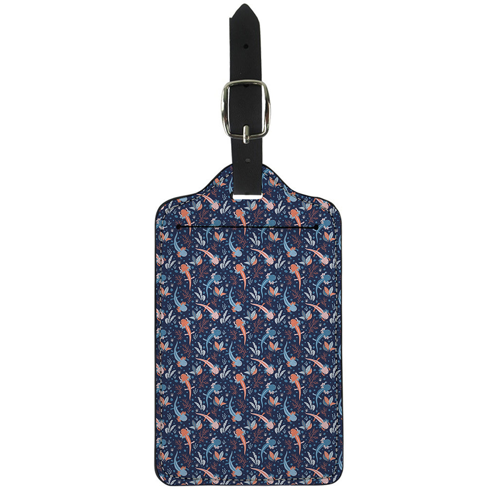 Blue Axolotl Pattern Print Luggage Tag