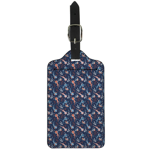 Blue Axolotl Pattern Print Luggage Tag