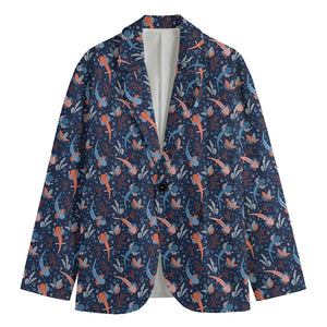 Blue Axolotl Pattern Print Men's Blazer