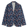 Blue Axolotl Pattern Print Men's Blazer