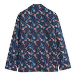 Blue Axolotl Pattern Print Men's Blazer