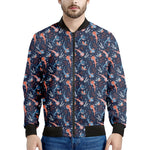 Blue Axolotl Pattern Print Men's Bomber Jacket