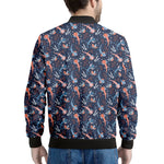 Blue Axolotl Pattern Print Men's Bomber Jacket