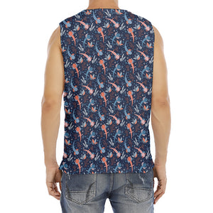 Blue Axolotl Pattern Print Men's Fitness Tank Top