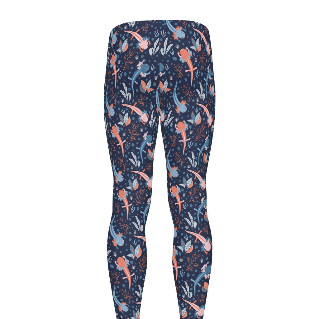 Blue Axolotl Pattern Print Men's leggings