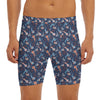 Blue Axolotl Pattern Print Men's Long Boxer Briefs