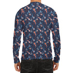 Blue Axolotl Pattern Print Men's Long Sleeve Rash Guard