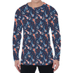 Blue Axolotl Pattern Print Men's Long Sleeve T-Shirt