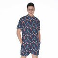 Blue Axolotl Pattern Print Men's Romper