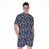 Blue Axolotl Pattern Print Men's Rompers