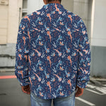 Blue Axolotl Pattern Print Men's Shirt Jacket