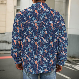 Blue Axolotl Pattern Print Men's Shirt Jacket