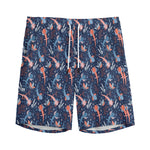 Blue Axolotl Pattern Print Men's Sports Shorts