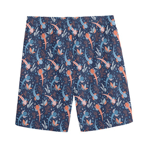 Blue Axolotl Pattern Print Men's Sports Shorts