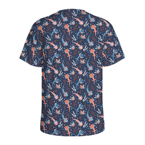 Blue Axolotl Pattern Print Men's Sports T-Shirt