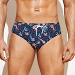 Blue Axolotl Pattern Print Men's Swim Briefs