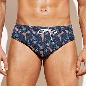 Blue Axolotl Pattern Print Men's Swim Briefs