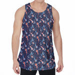 Blue Axolotl Pattern Print Men's Velvet Tank Top