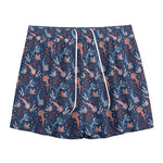 Blue Axolotl Pattern Print Mesh Shorts