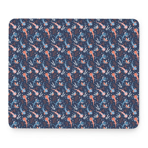 Blue Axolotl Pattern Print Mouse Pad