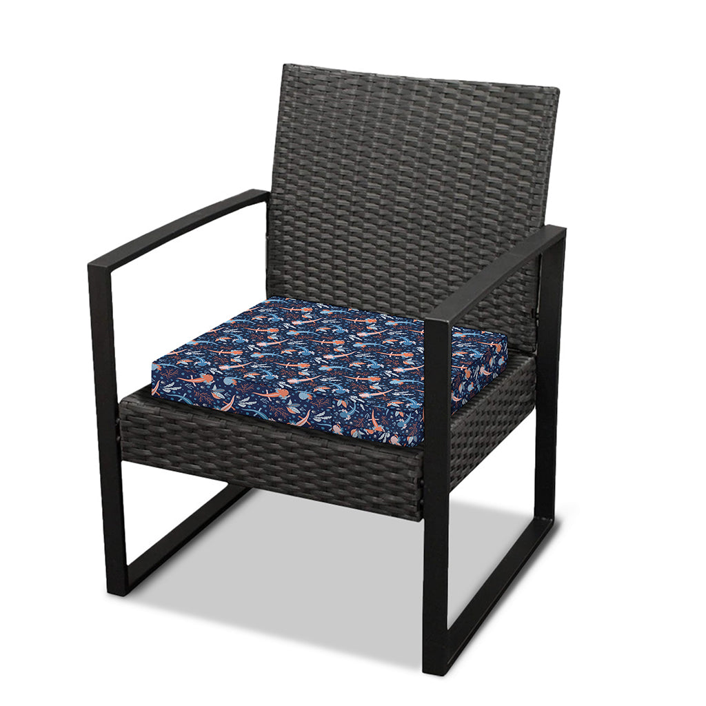 Blue Axolotl Pattern Print Outdoor Seat Cushion Cover
