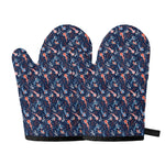 Blue Axolotl Pattern Print Oven Mitts