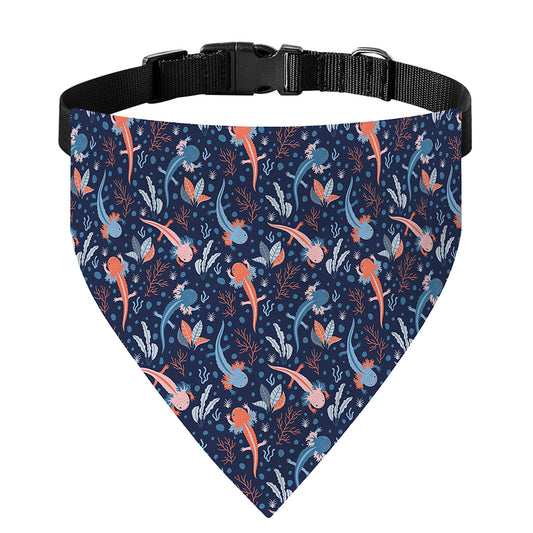 Blue Axolotl Pattern Print Over The Collar Dog Bandana